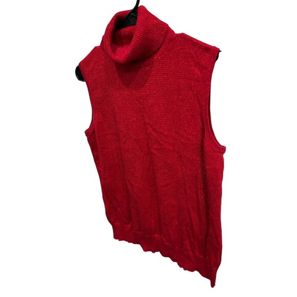 Cable & Gauge Red Sleeveless Turtleneck Sweater Vest Womens - Picture 3 of 9